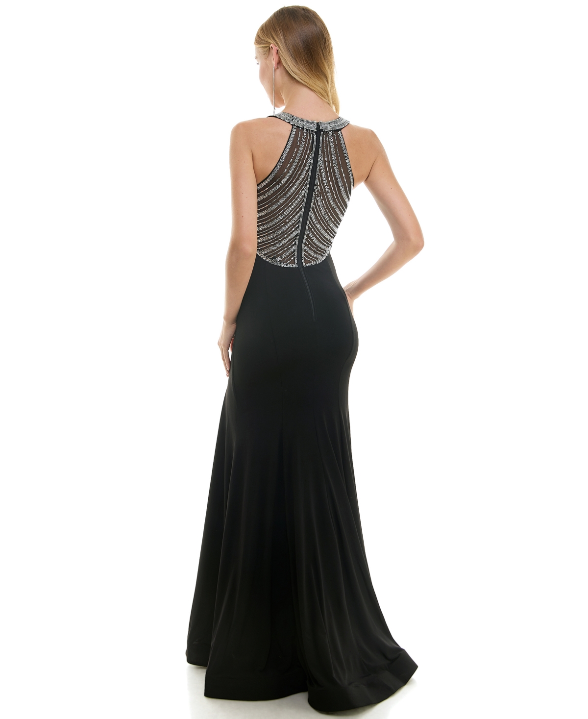 Shop Say Yes Juniors' Beaded Sweetheart-neck Racerback Gown, Created For Macy's In Black