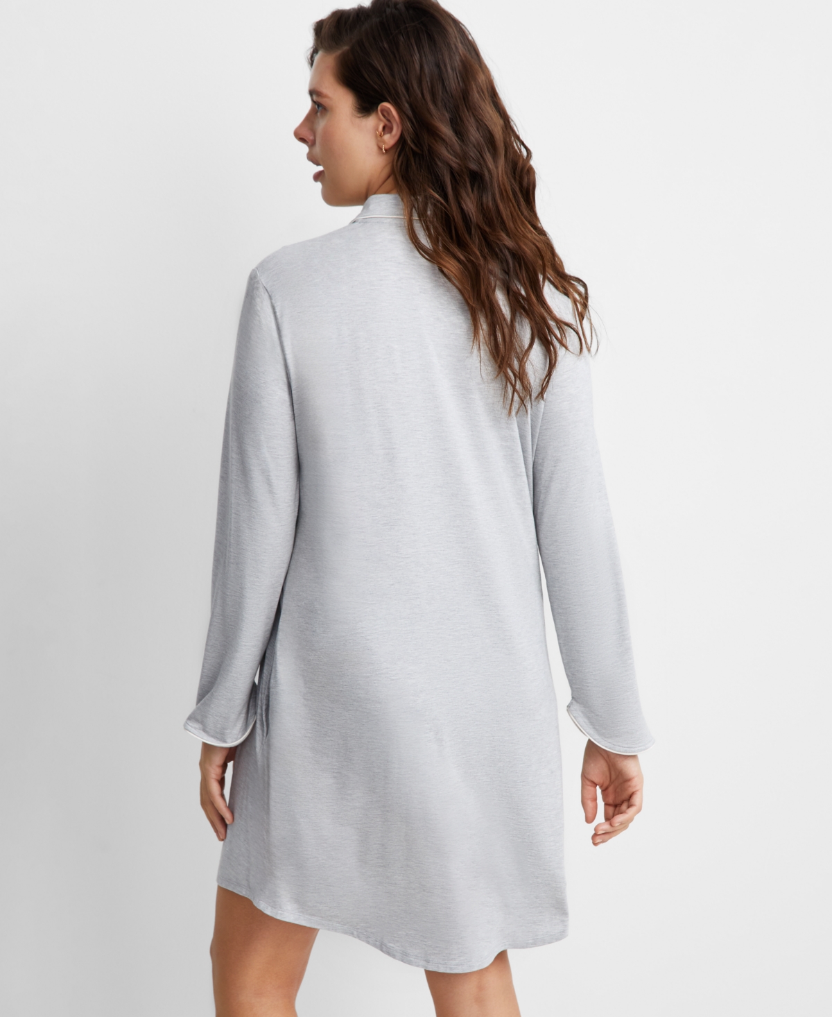 State Of Day Women's Notch Collar Sleepshirt Xs-3x, Created For Macy's In Sleep Grey Heather
