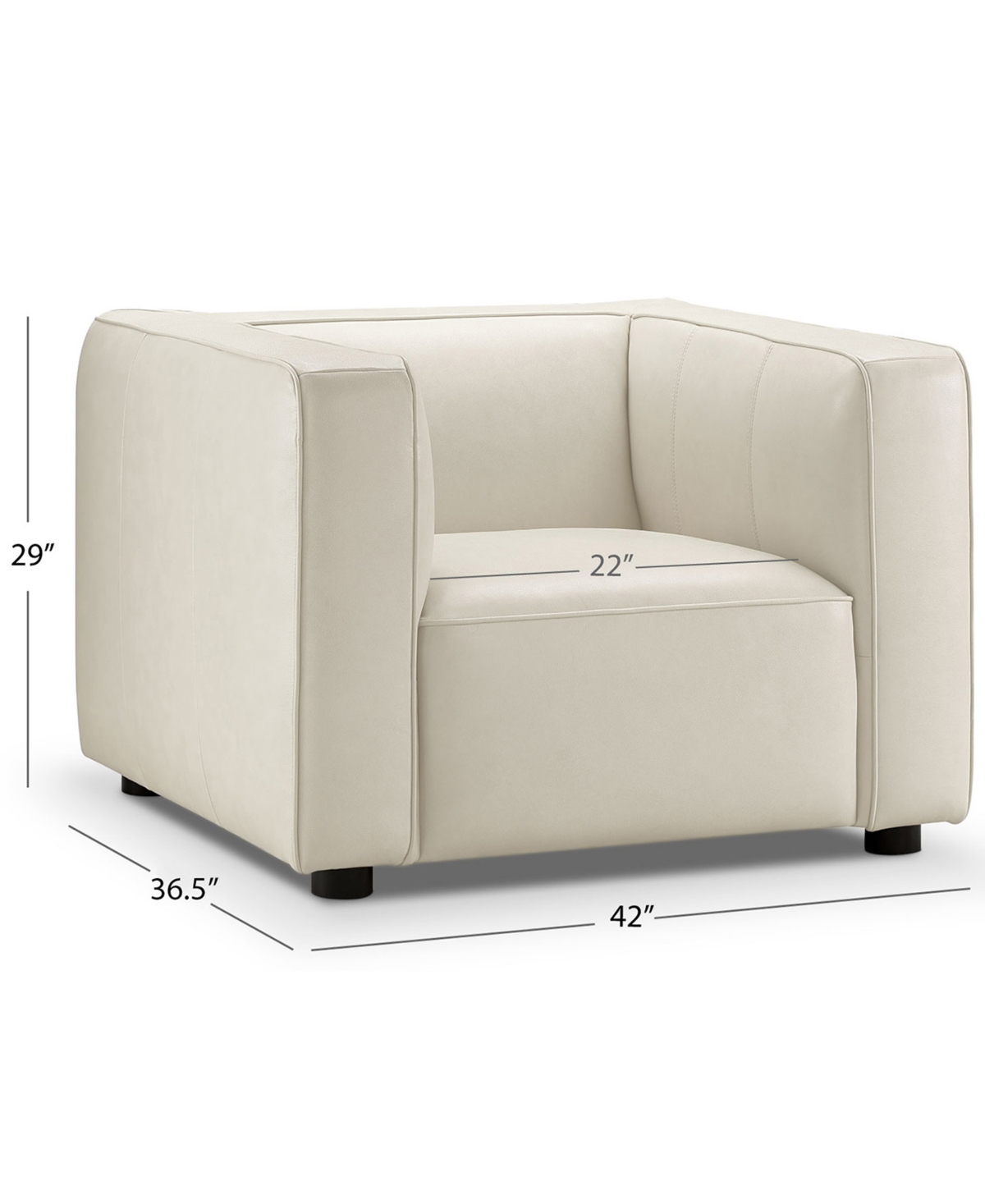 Shop Abbyson Living Blake 42" Leather Modern Deep Seat Chair In Ivory
