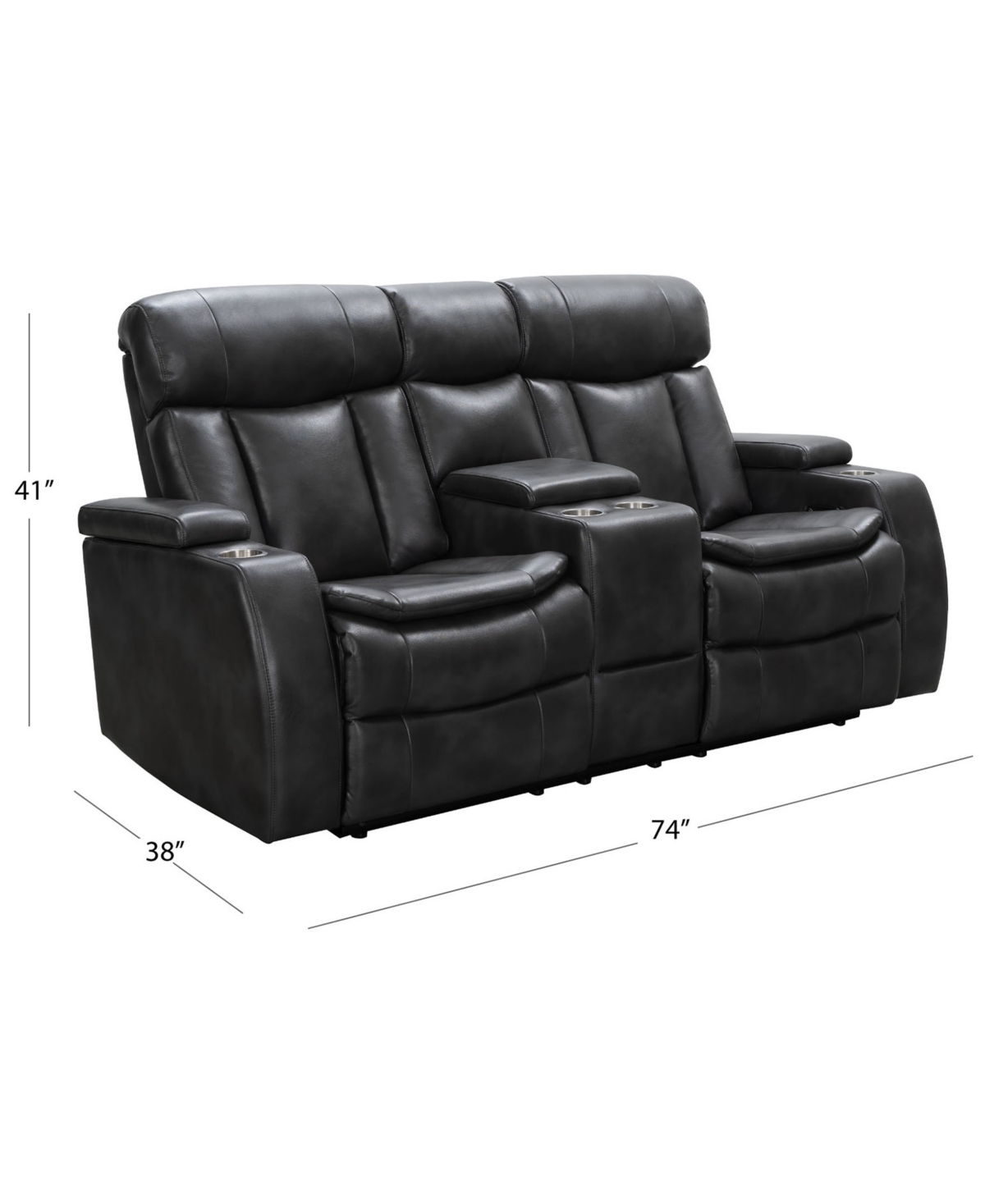 Shop Abbyson Living Zackary 74" Leather Power Reclining Console Loveseat With Power Headrest In Black