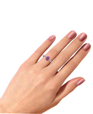 Pink Sapphire (1/3 ct. t.w.) Diamond (1/20 ct. t.w.) Stackable Ring  in Sterling Silver