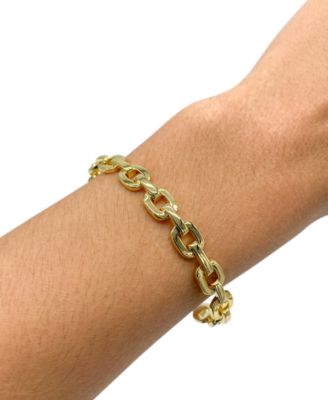 14k Gold-Plated Chain Link Cuff Bracelet