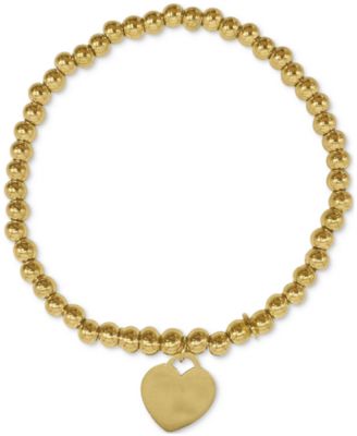 Heart Charm Beaded Stretch Bracelet