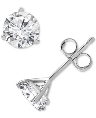 Diamond Three Prong Stud Earrings (1 ct. t.w.) in 14k White Gold