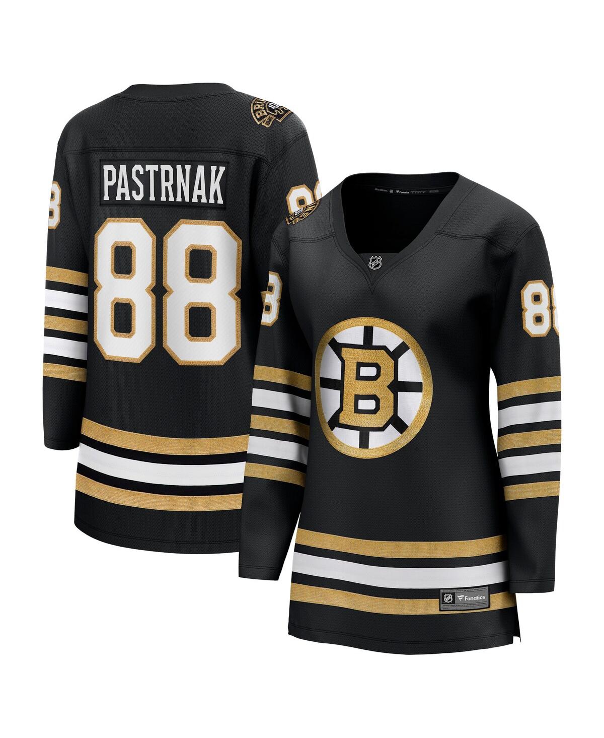 Women's Fanatics David Pastrnak Black Boston Bruins 100th Anniversary Premier Breakaway Player Jersey - Black