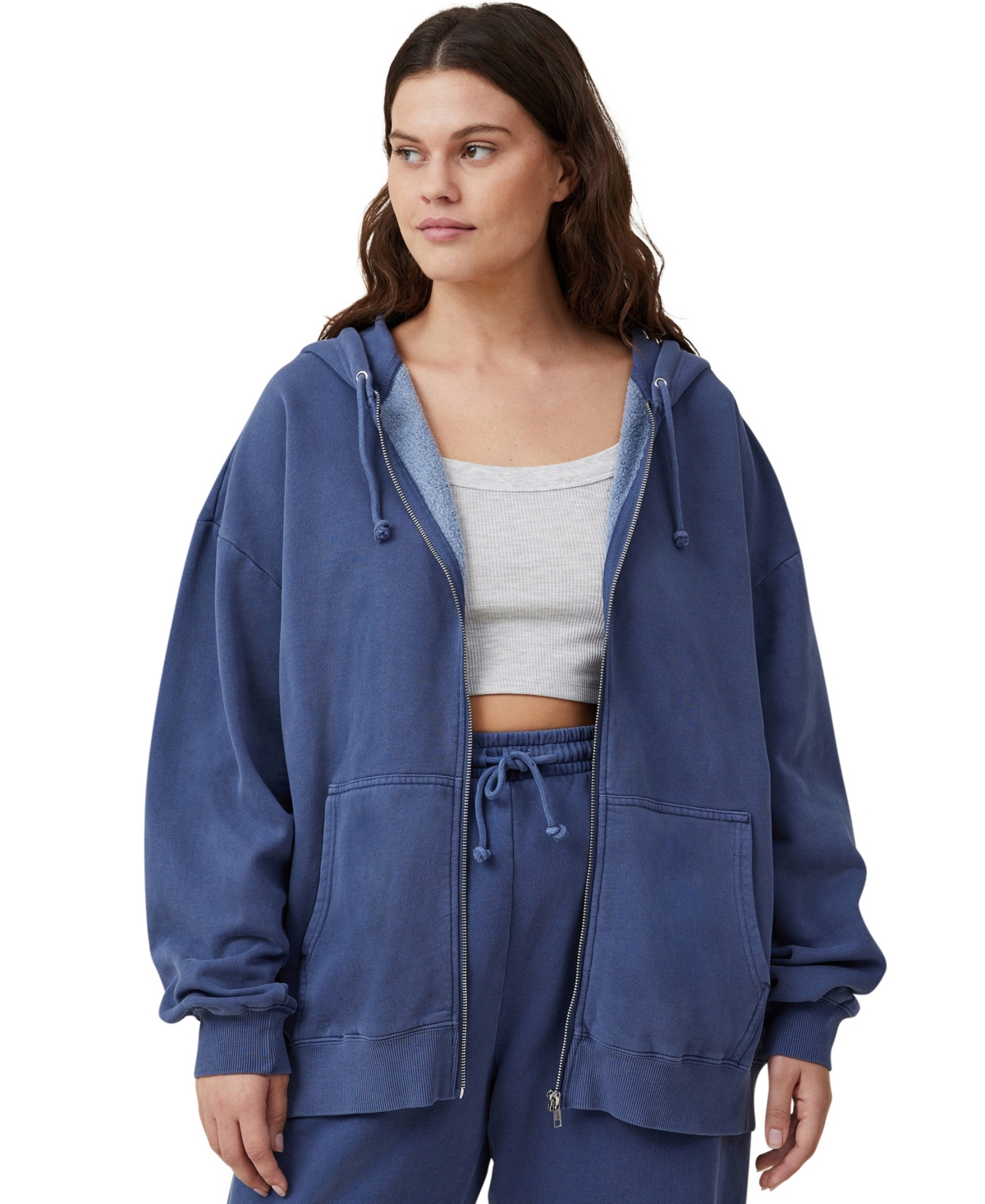 Cotton On Women's Classic Washed Zip-through Hoodie Sweater In Washed Indigo