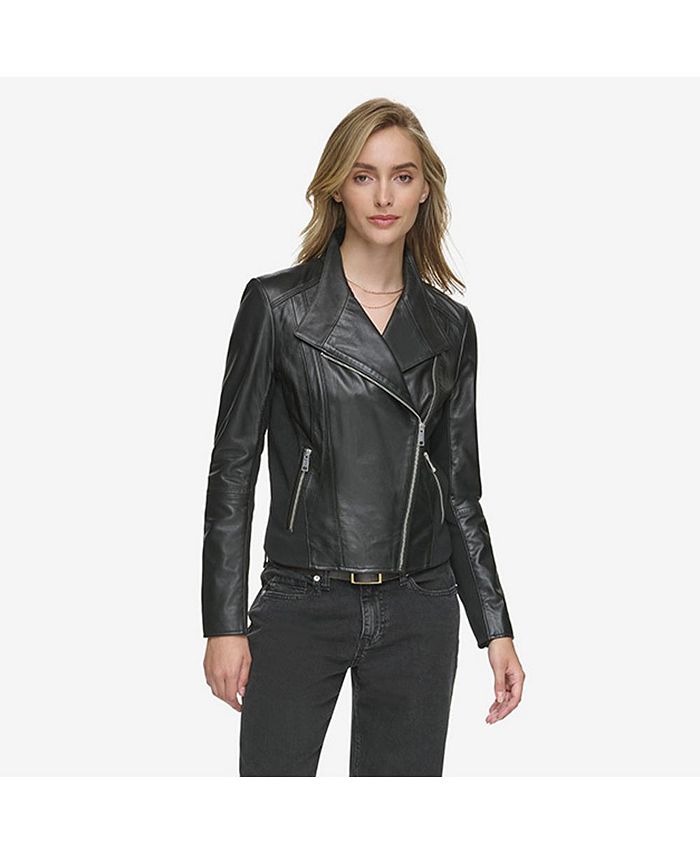 Andrew Marc Women\'s Minowa Asymmetrical Moto Leather Jacket - Macy\'s