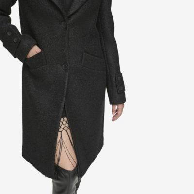 Regine Sb Women's Soft Wool Boucle Coat With Back Vent