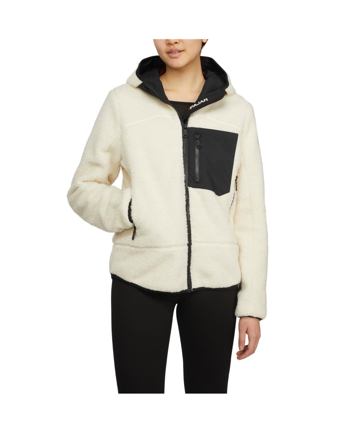 Women's Blakely Boyfriend Fit Sherpa Jacket with Fixed Hood - Natural