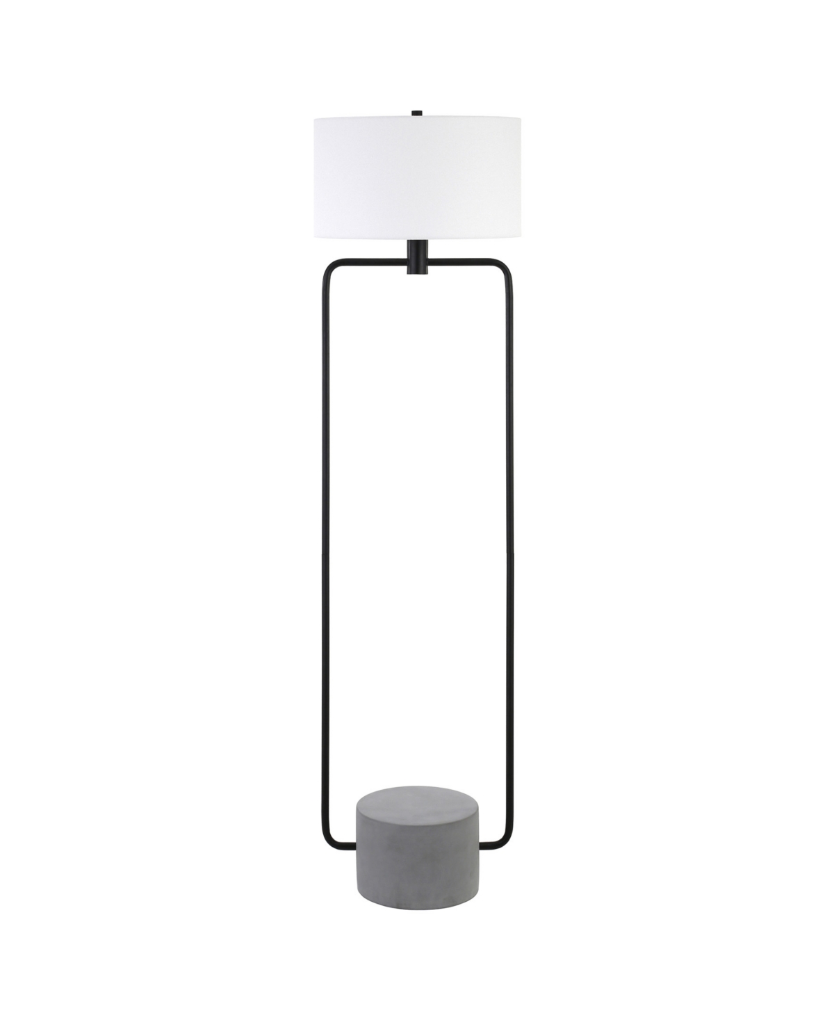 Hudson & Canal Howland 63" Tall Floor Lamp With Linen Shade In Blackened Bronze,concrete