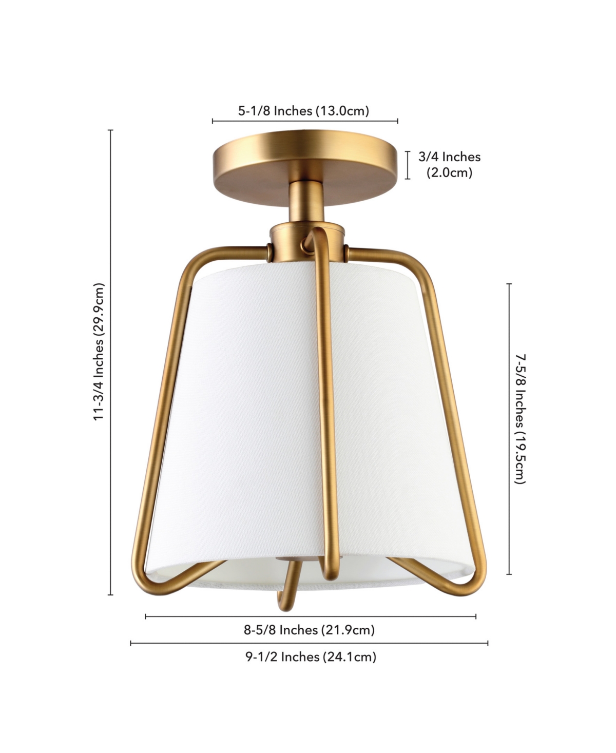 Shop Hudson & Canal Marduk 9.5" Semi Flush Mount With Linen Shade In Brushed Brass
