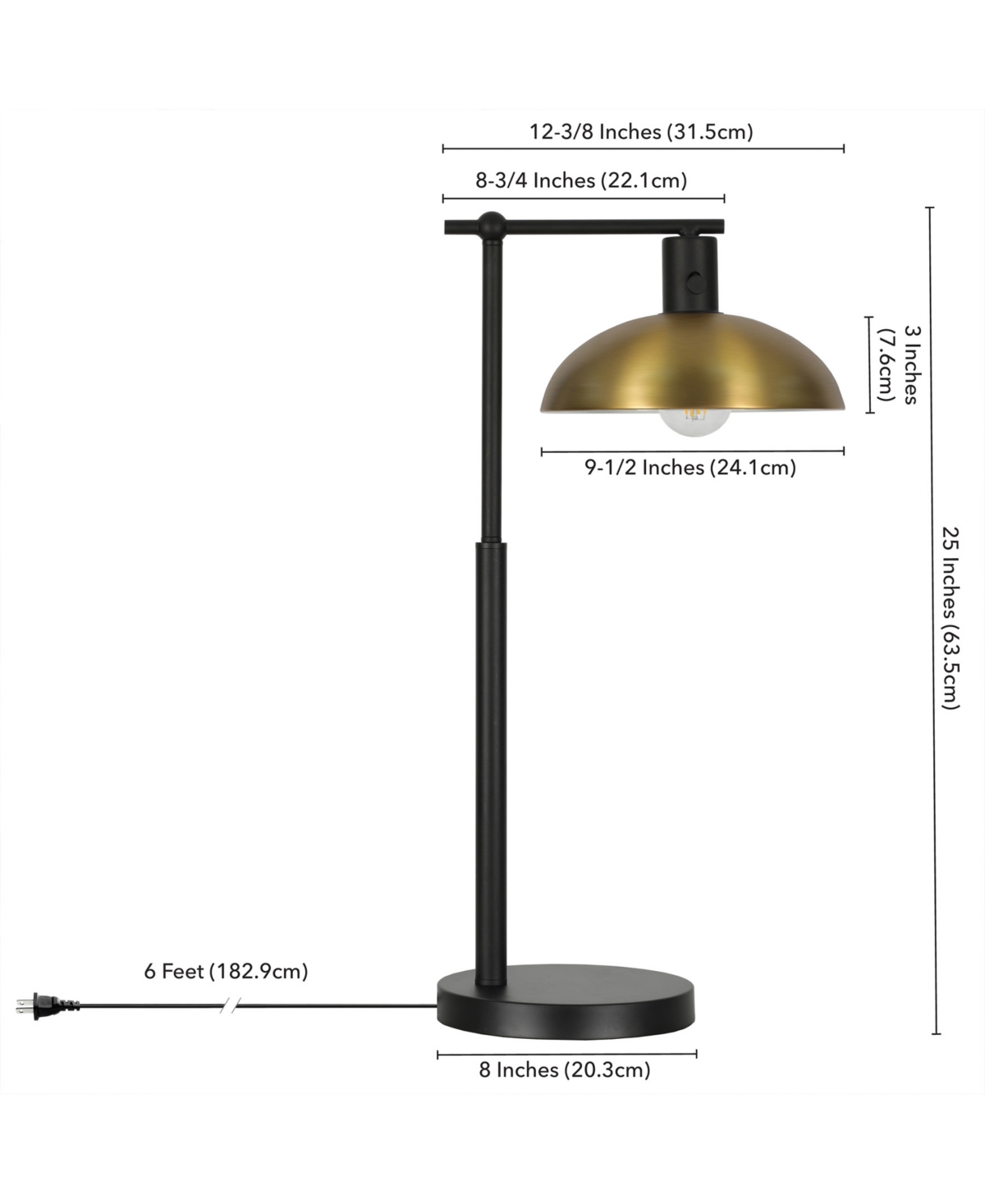 Shop Hudson & Canal Conan 25" Metal Table Lamp With Metal Shade In Blackened Bronze,antique Brass