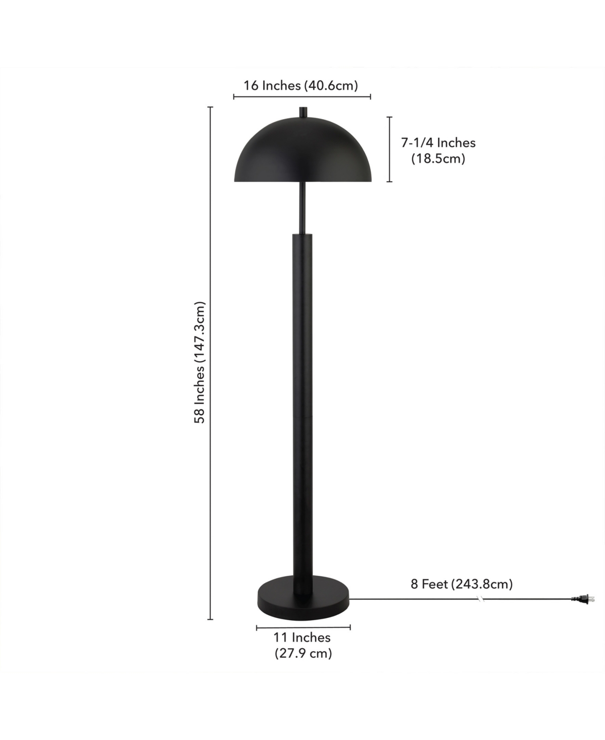 Shop Hudson & Canal York 58" Tall Floor Lamp With Metal Shade In Blackened Bronze