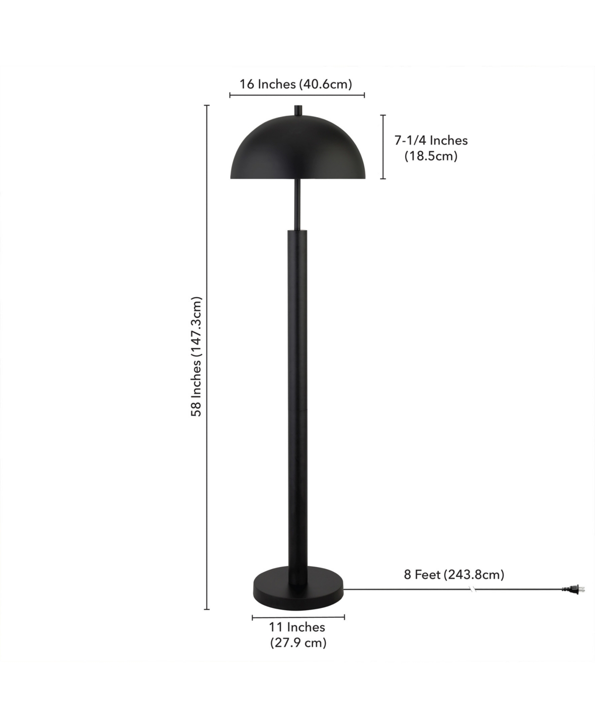 Hudson & Canal York 58" Tall Floor Lamp With Metal Shade In Blackened Bronze