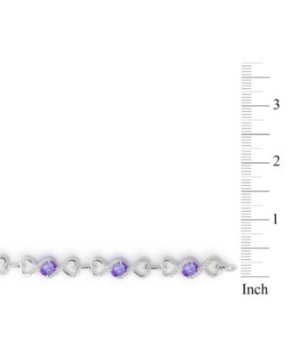 Amethyst (3-1/2 ct. t.w) & White Topaz Heart Link Bracelet in Sterling Silver