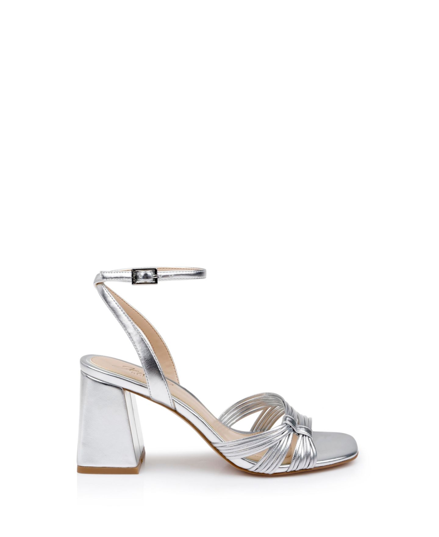 Женские сандалии Jewel Badgley Mischka Michelle Evening Block Heel, цвет: Серебряный металлик — фото 2
