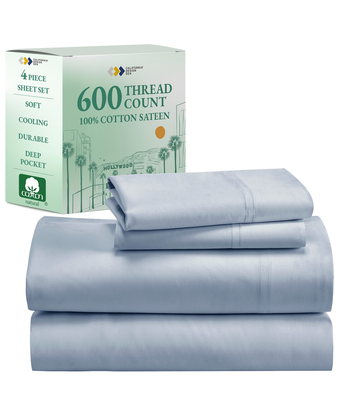 5-Star Luxury Sheet Set, 600 Thread Count Cotton Sateen, Soft & Crisp Bed Sheets