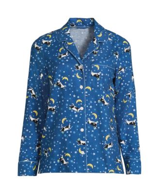 Plus Size Long Sleeve Print Flannel Pajama Top