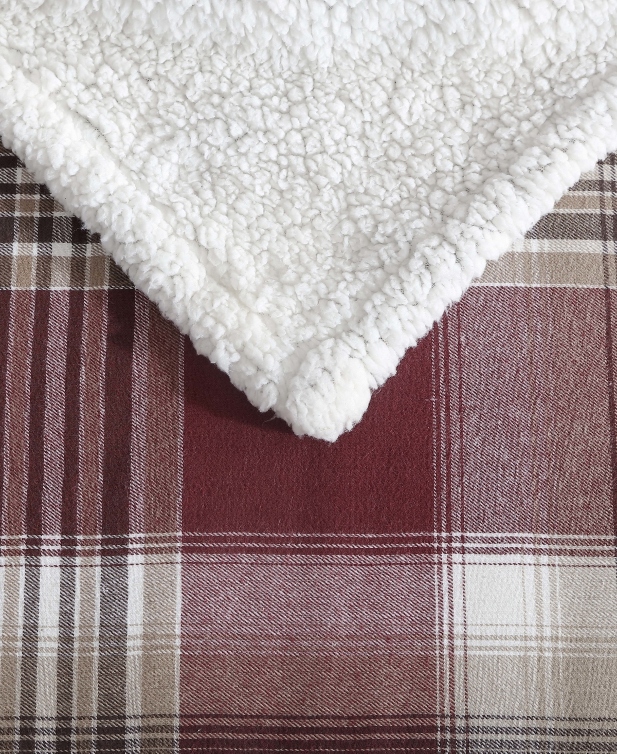 Eddie Bauer Plaid Cotton Yarn Dye Flannel Reversible Throw, 60