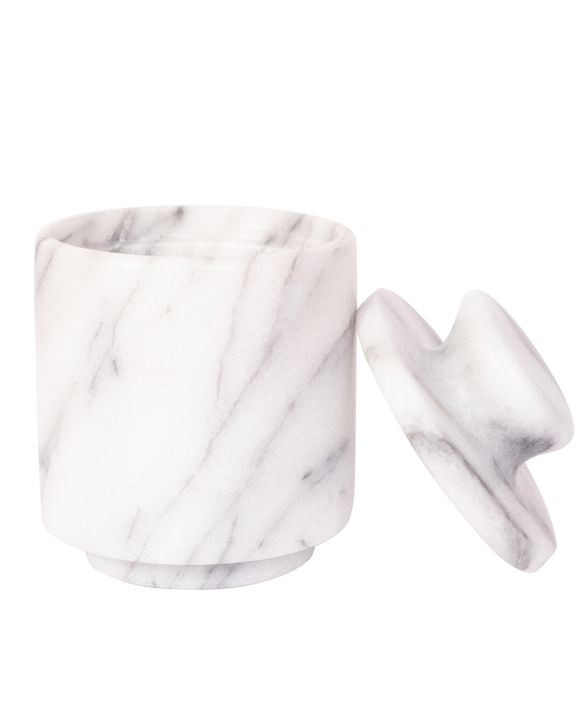 Shop Artifacts Trading Company Marble Salt Cellar With Lid, 3" X 3.25" In White Matte