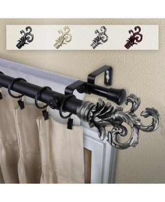 Rod Desyne - Plume Double Curtain Rod 1" OD 48-84 inch - Black