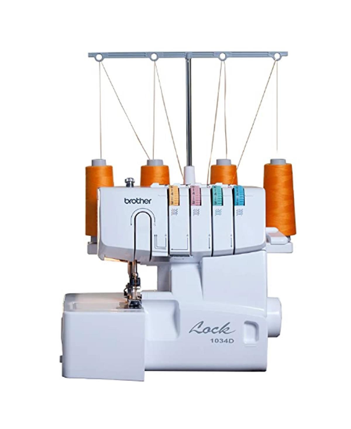 1034D 3 or 4 Thread Serger Sewing Machine with Easy Lay In Threading - White