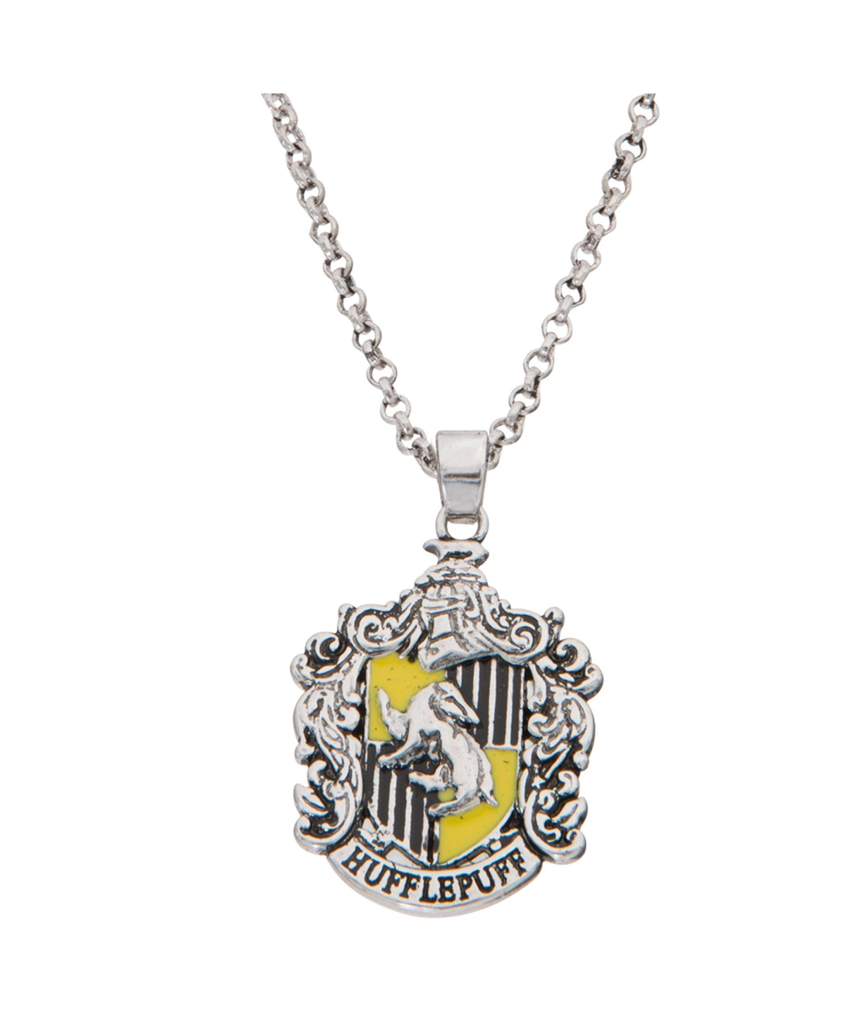 Womens Silver Plated House Pendant, Hufflepuff - 16 + 2'' - Silver tone, yellow
