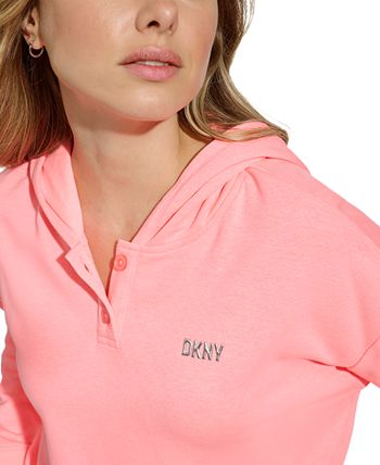 DKNY SPORT, Tops, Dkny Sport Womens Fleece Drawsting Collarless Active  Wear Hoodie Top