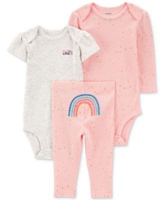 Carter's - Baby Girls Rainbow Little Character Bodysuits and Pants, 3 Piece Set