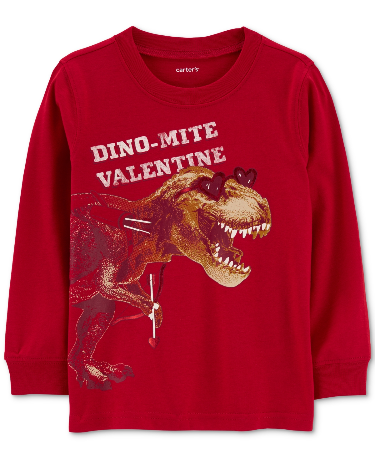 Carter's Babies' Toddler Boys Dino-mite Printed Long-sleeve T-shirt In Red