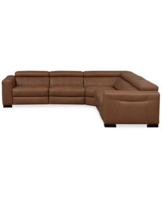 Rinan 125" 5-Pc. Leather Sectional with 3 Power Recliners, Created for Macy's