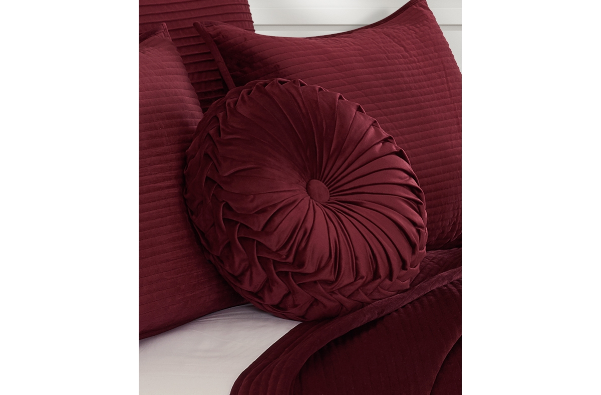 J Queen New York Townsend Tufted Decorative Pillow, 15" Round In Red