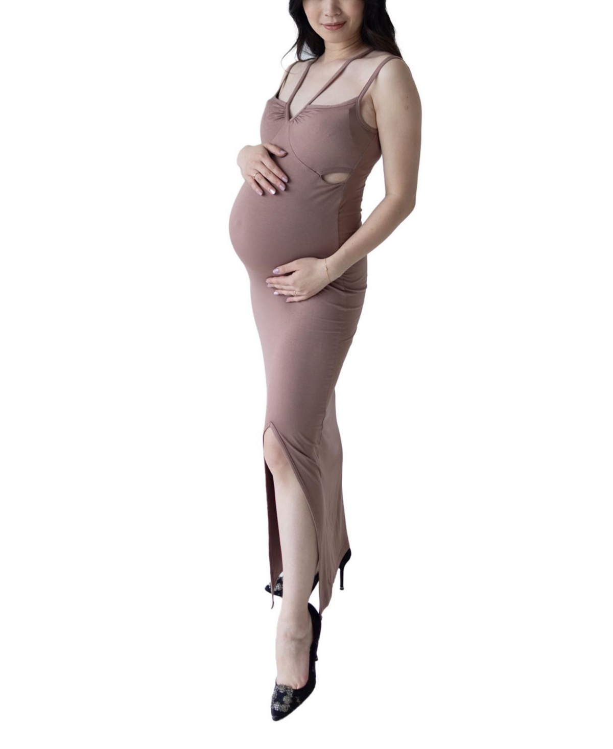 Maternity Cutout Sleeveless Bella Dress - Black