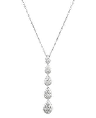 Lab Grown Diamond Graduated Pear Cluster Pendant Necklace (1/2 ct. t.w.) in Sterling Silver, 16" + 2" extender 