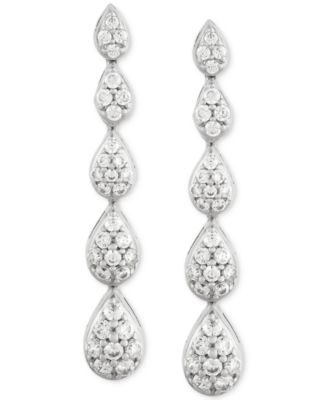 Lab Grown Diamond Pear Cluster Graduated Linear Drop Earrings (1/2 ct. t.w.) Set in sterling silver
