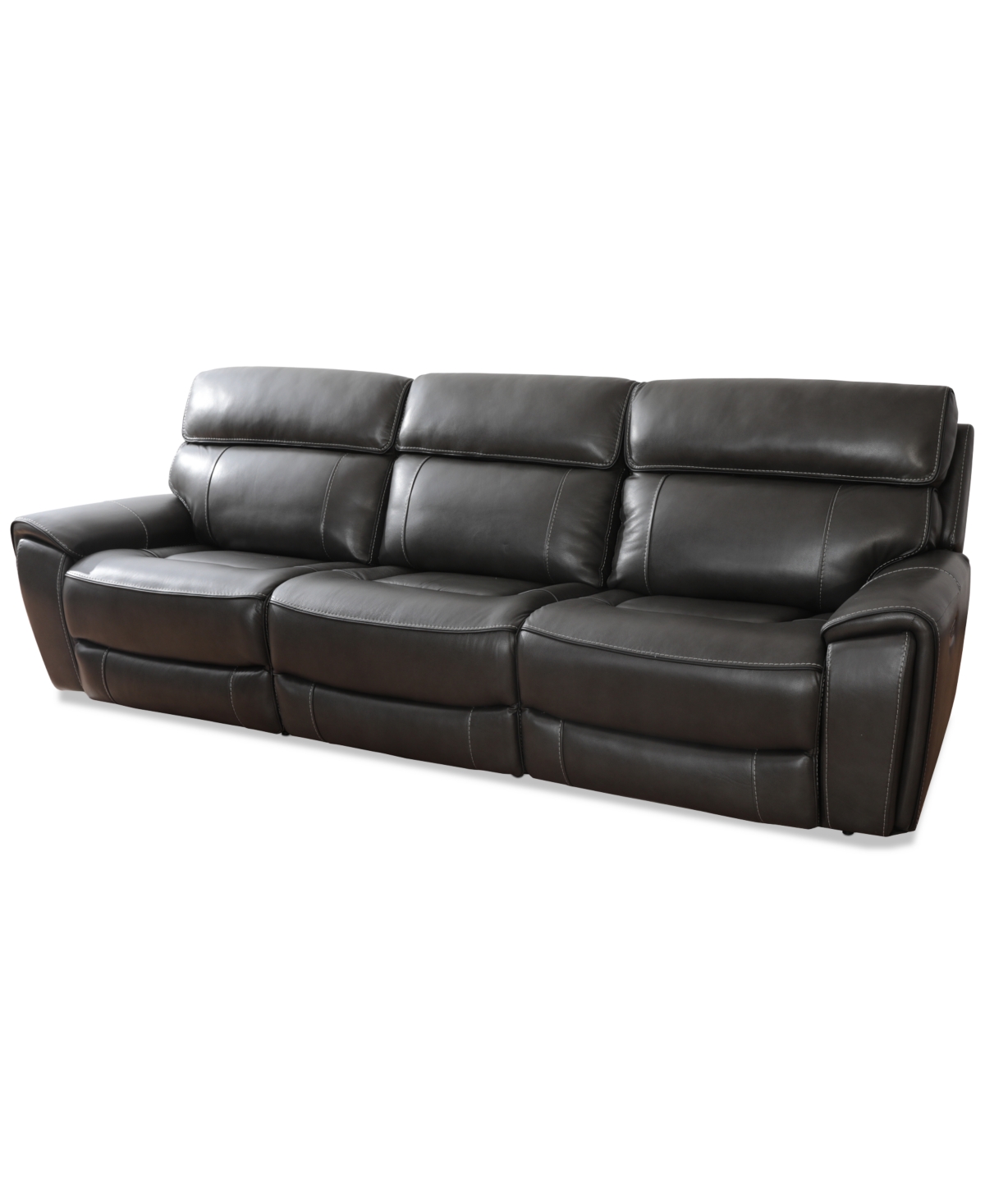 Macy's Hutchenson 115" 3-pc. Zero Gravity Leather Sofa With 2 Power Recliners, Created For  In Grey