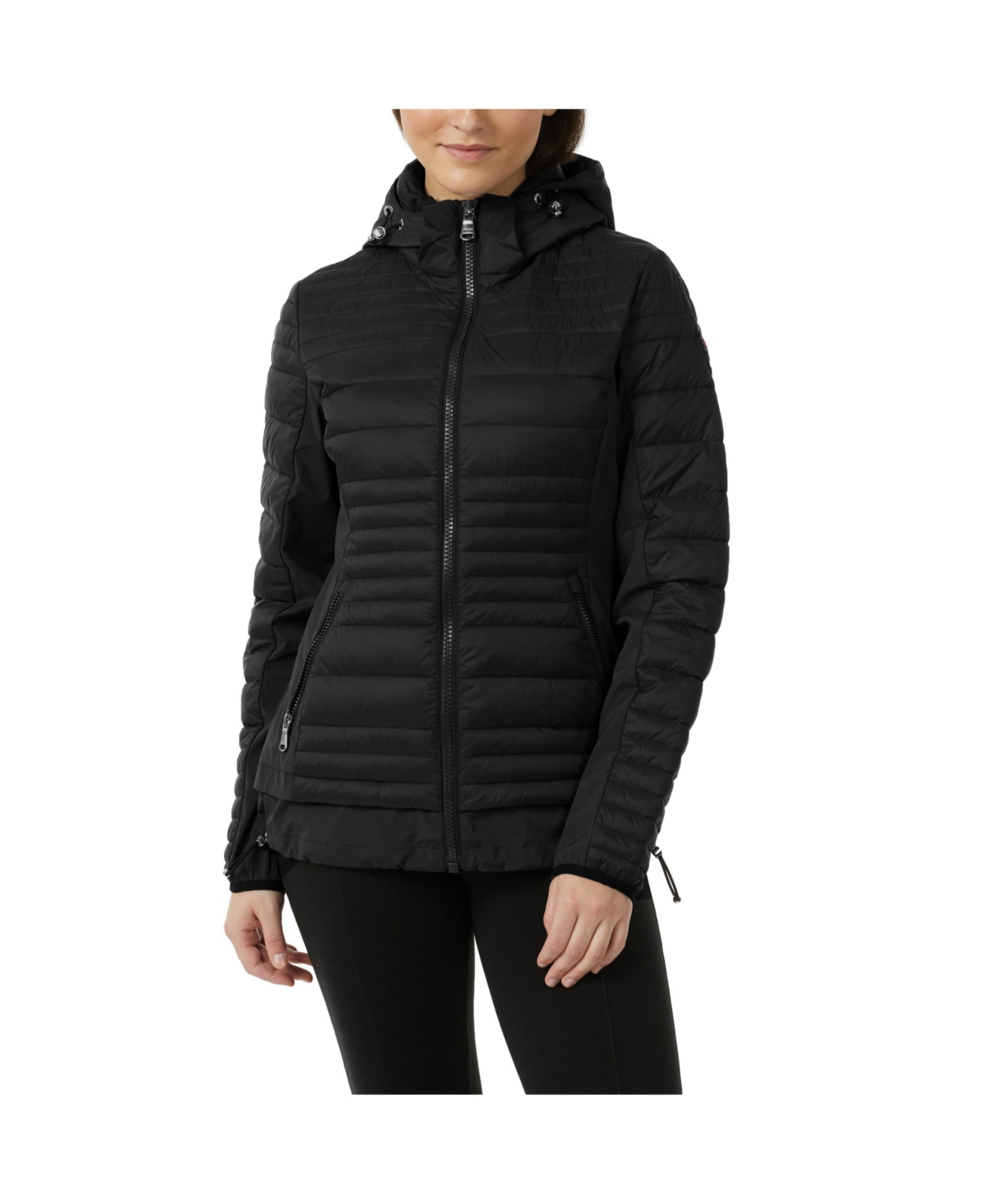Pajar Women's Makani Ladies Channel Quilted Light Weight Mixed Media Jacket In Black