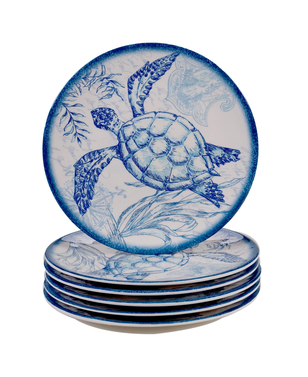 Certified International Oceanic Melamine 6-pc. Salad Plates In Dark Blue,white