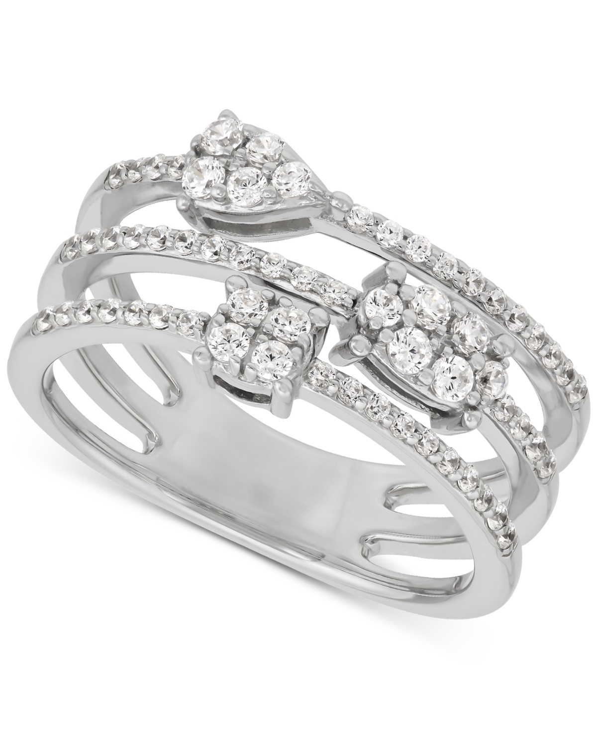 Lab Grown Diamond Multi-Row Mini Cluster Ring (1/2 ct. t.w.) in Sterling Silver - Sterling Silver