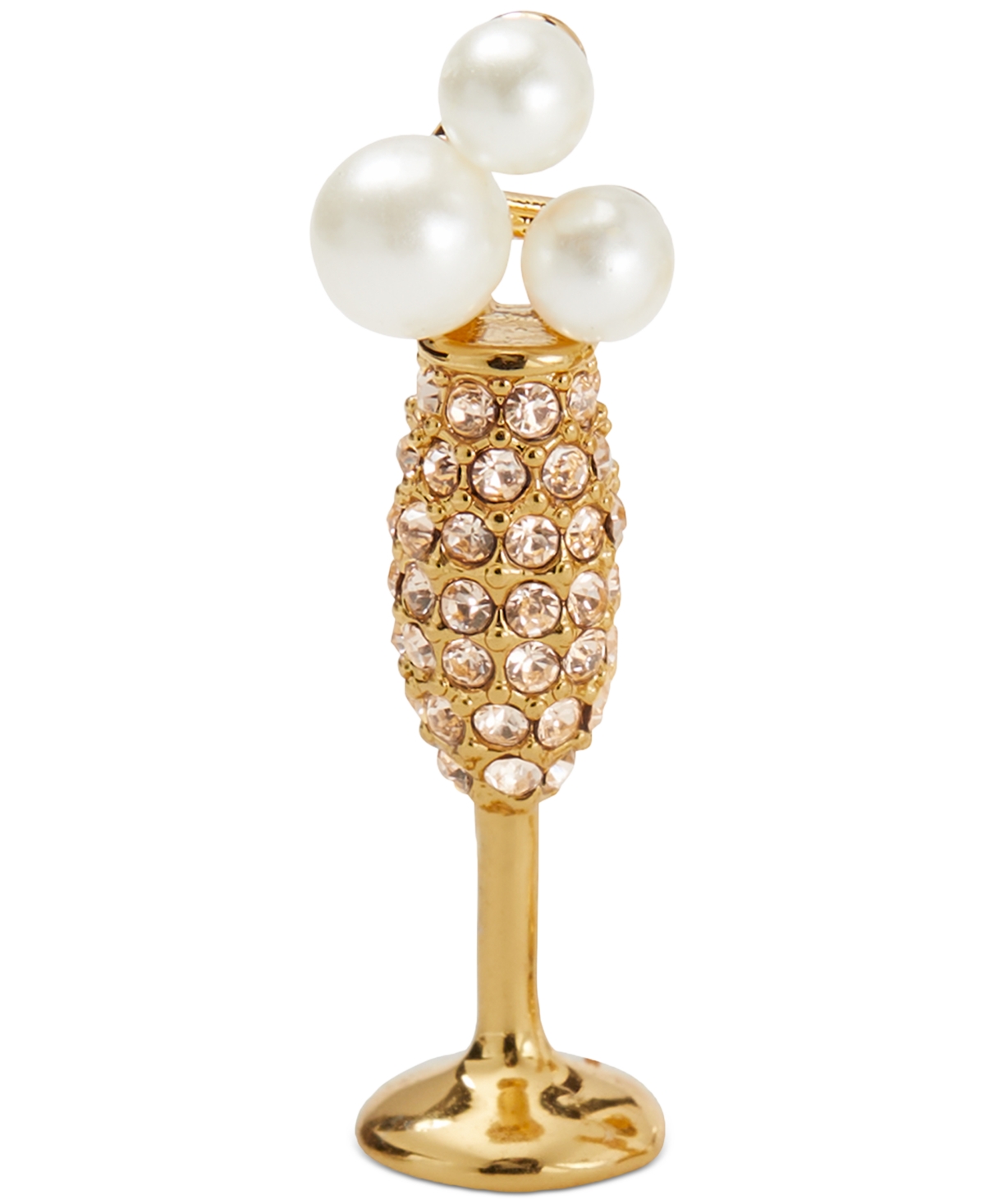 Shop Kate Spade Gold-tone Crystal & Imitation Pearl Champagne Stud Earrings