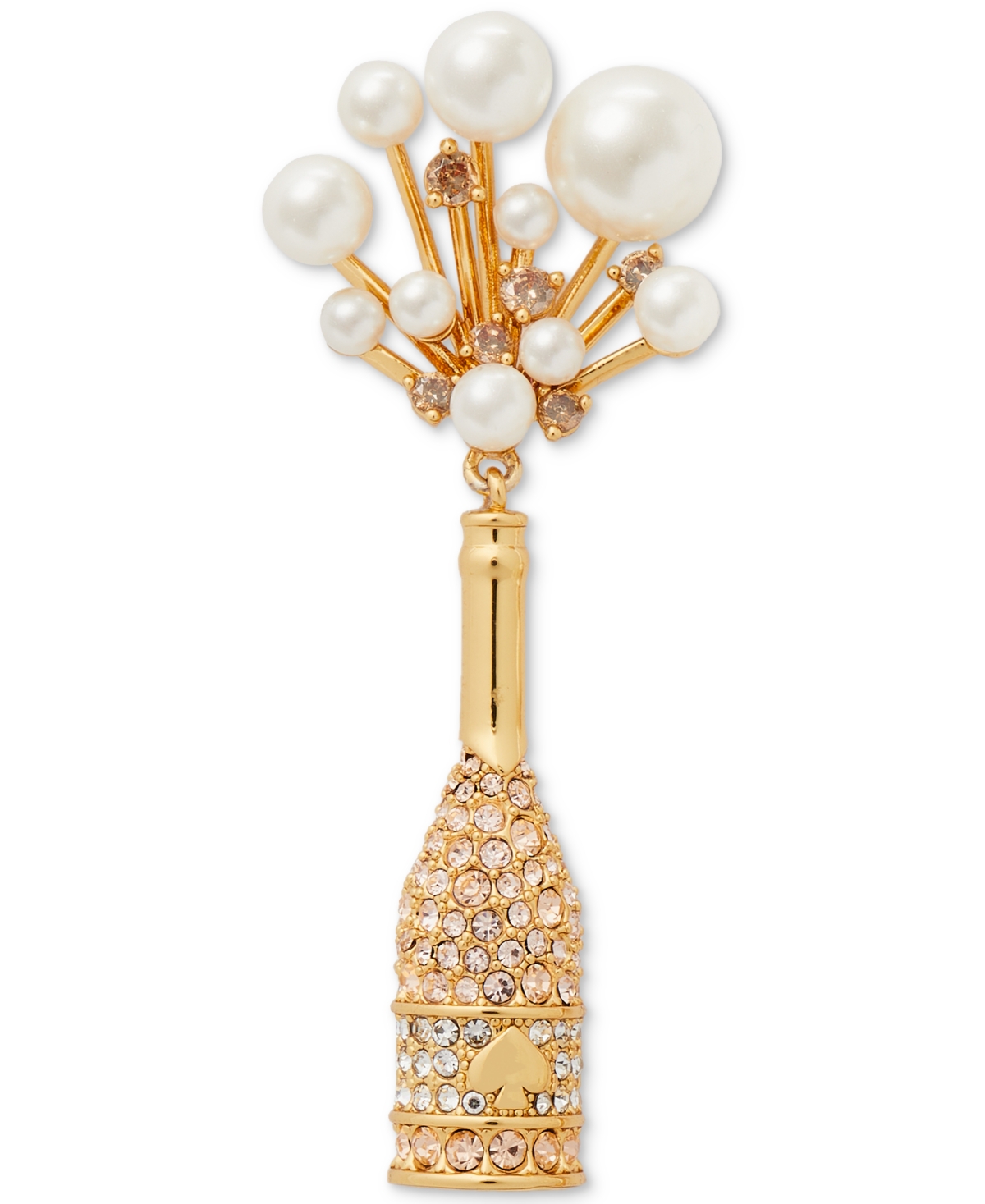 Shop Kate Spade Gold-tone Crystal & Imitation Pearl Champagne Statement Earrings