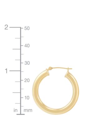 Polished Tube Hoop Earrings in 14k Gold (25mm)