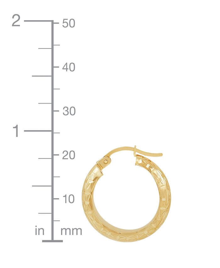 Macy's Polished and Diamond Cut Tube Hoop Earrings in 14K Yellow Gold ...