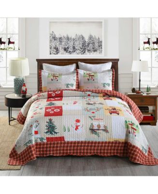 MarCielo 3 Piece Christmas Quilt Bedspread Set B022 - King - Macy's