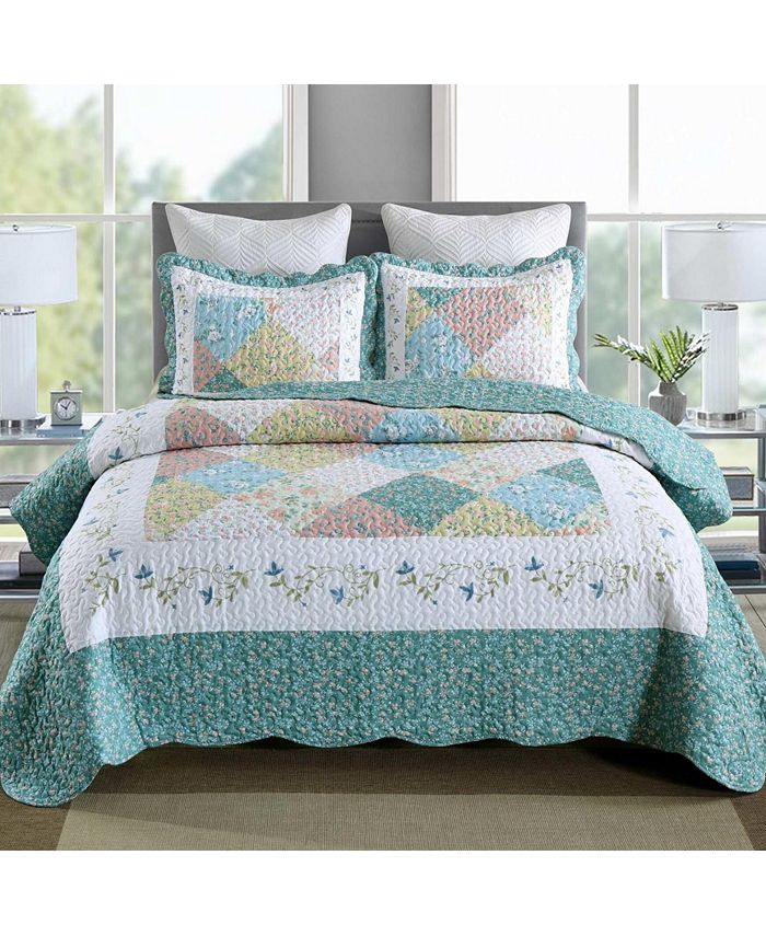 MarCielo 3 Piece Printed Quilt Set Bedspread Set B027 Queen Macy's
