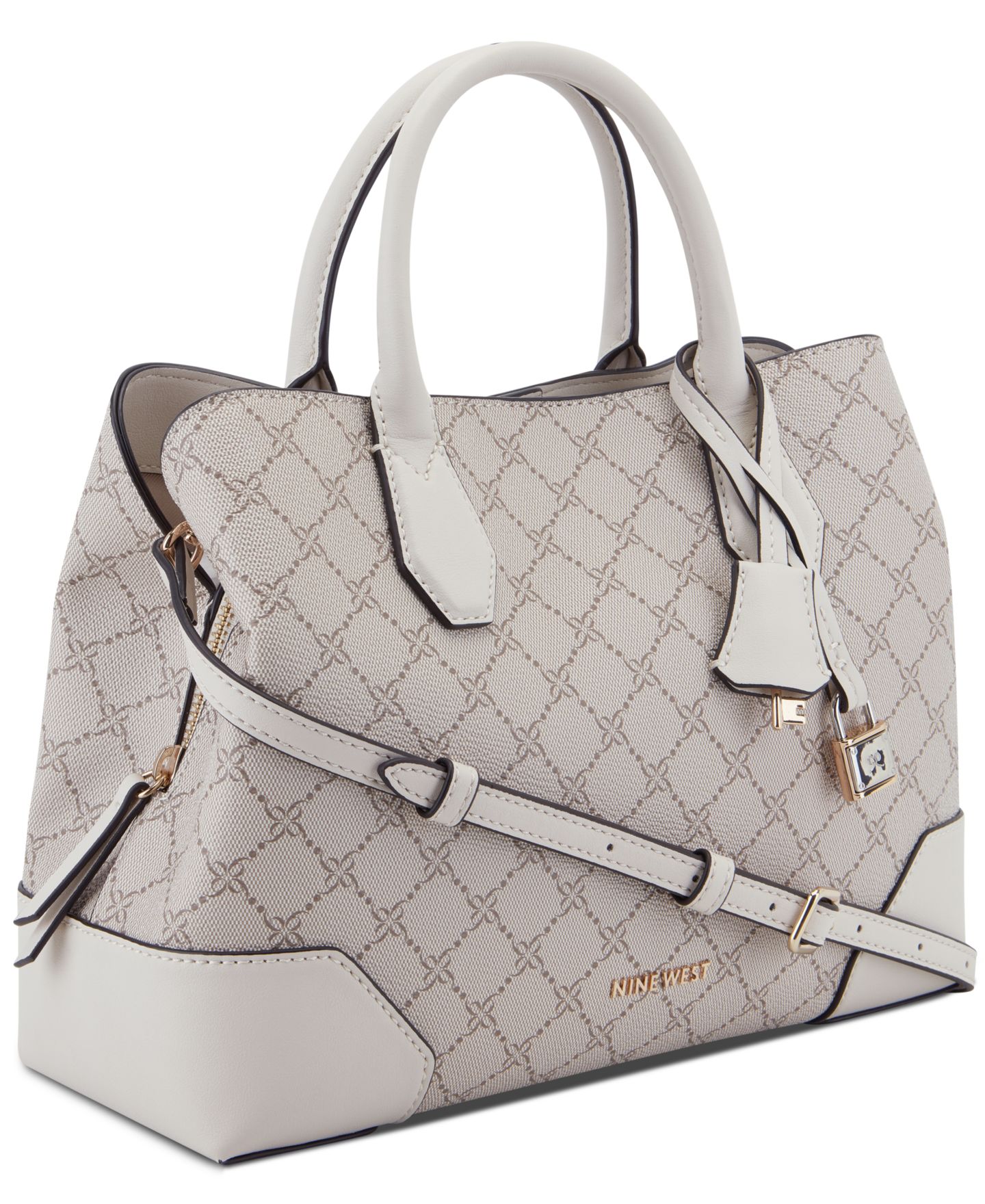 Женская сумка Nine West Brooklyn Small Satchel, цвет: Mushroom Logo, Milk — фото 4