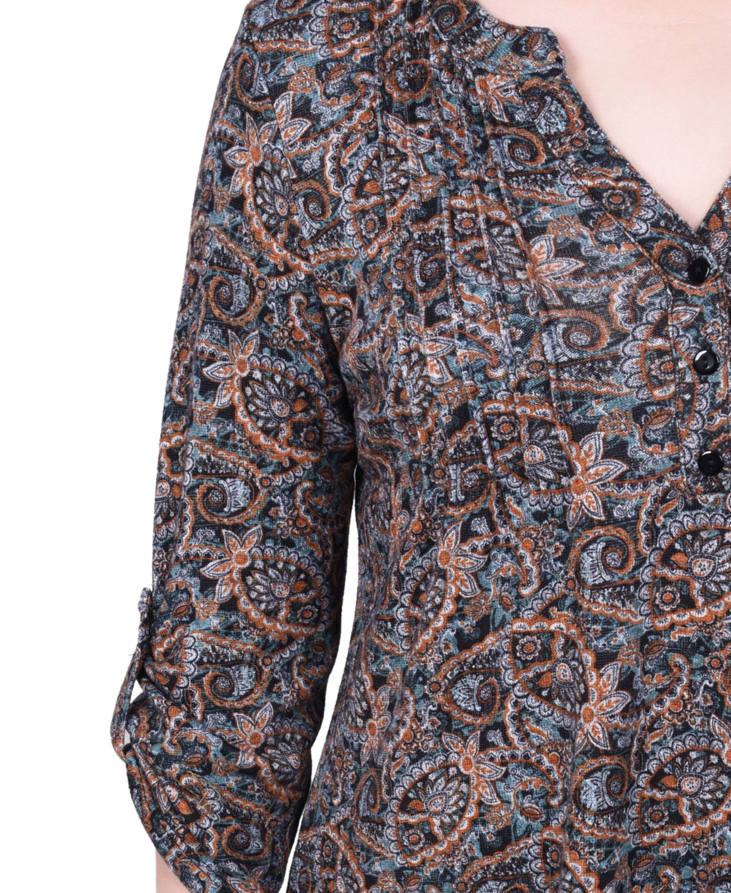 Petite Size 3/4 Roll Sleeve Top