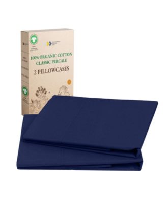 100% Organic Cotton Pillow Cases Queen/Standard Set Of 2, Soft & Breathable Percale Cotton Pillowcases with Envelope Closure by California Design Den