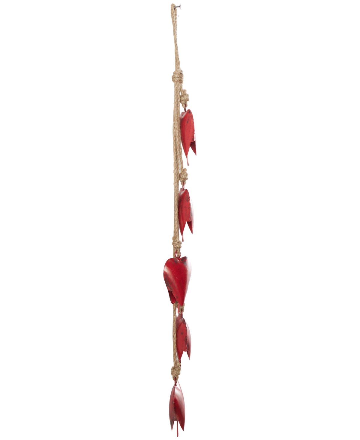 Shop Rosemary Lane Metal Heart Decorative Bell With Jute Hanging Rope, 4" X 2" X 35" In Red