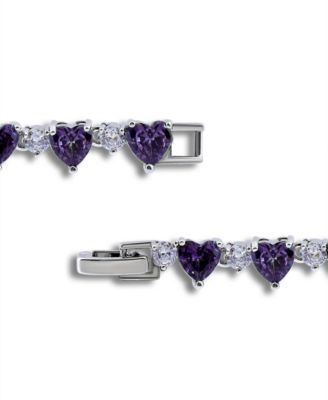 Cubic Zirconia Purple Clear Heart Alternate Bracelet